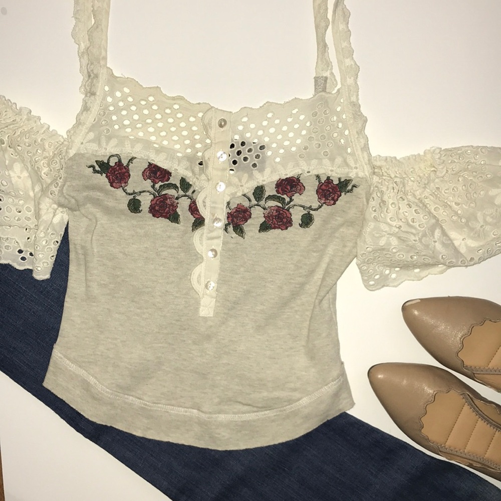 Free People Cold Shoulder Ruffle Top